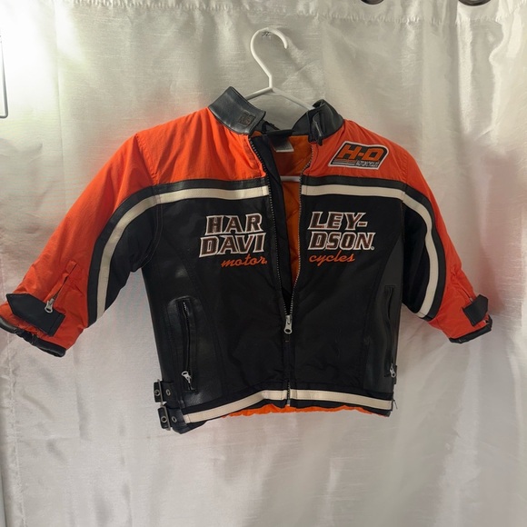 Harley Davidson Motorcycles Kids / Toddler Faux Black Leather Jacket - Sz 4 - Picture 1 of 11